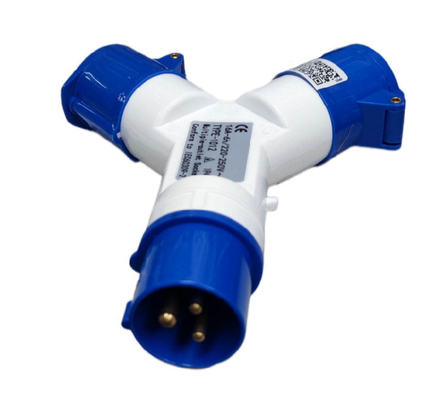 Grippes Triple Electrical Connector for Electx Electrical Supply with Blue and White Design