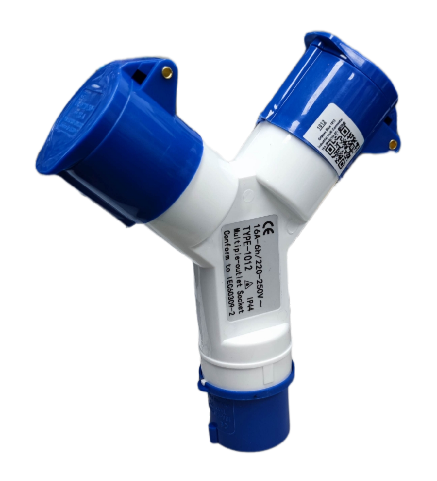 Grippes Y-Splitter for Electrical Circuitry in Blue with Electx Electrical Supply Label