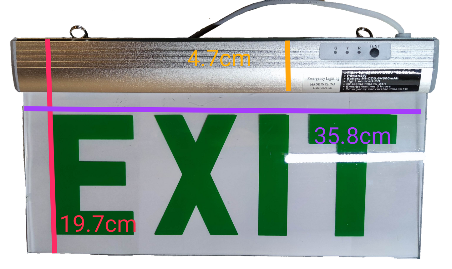 Denko emergency exit light with EXIT Sign Acrylic Green 220V acrylic panel and aluminum housing
