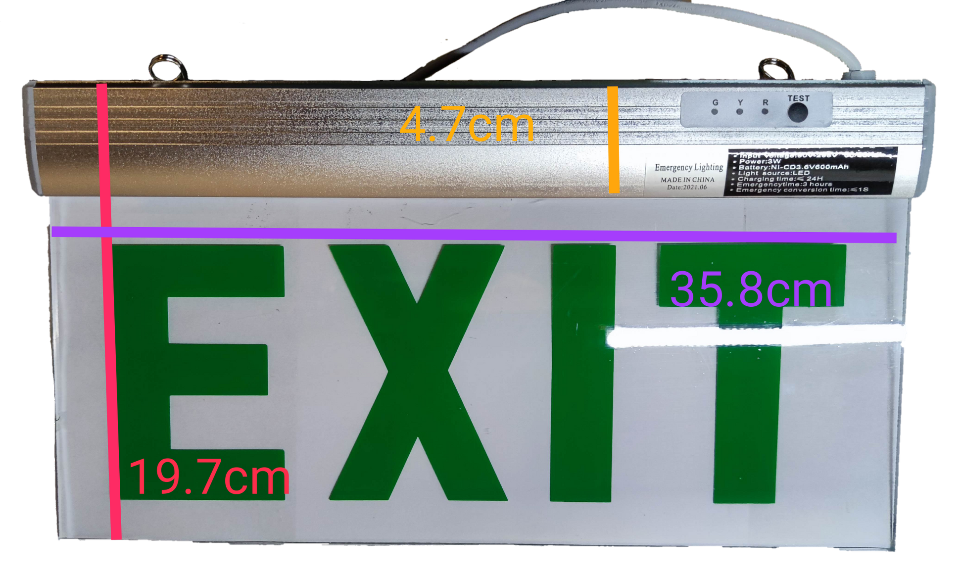Denko emergency exit light with EXIT Sign Acrylic Green 220V acrylic panel and aluminum housing