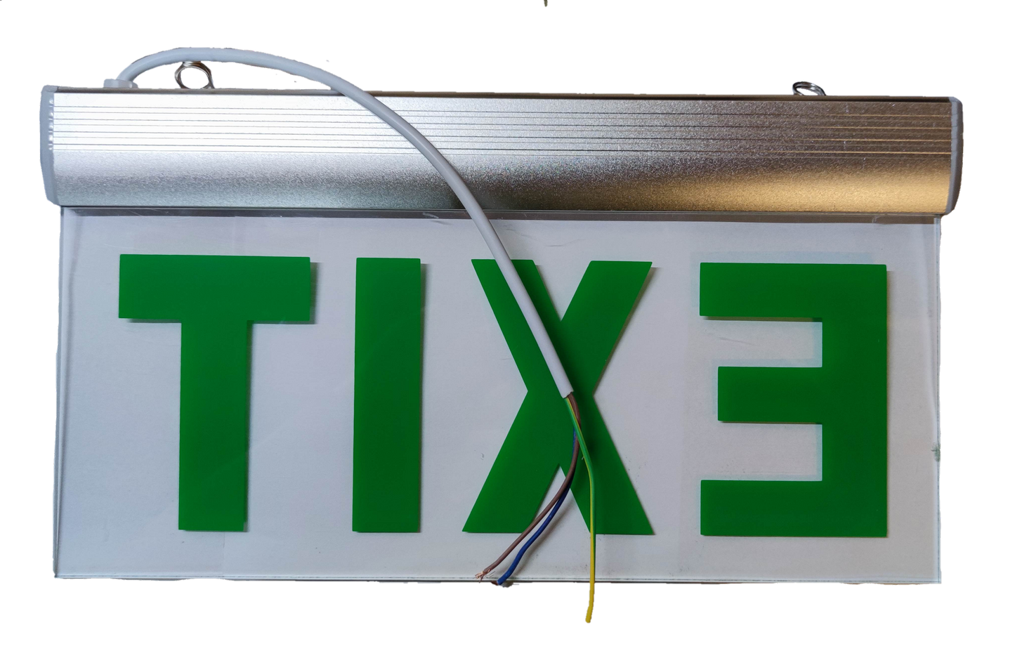 Denko EXIT Sign Acrylic Green 220V illuminated emergency wall mount sign with exposed wiring