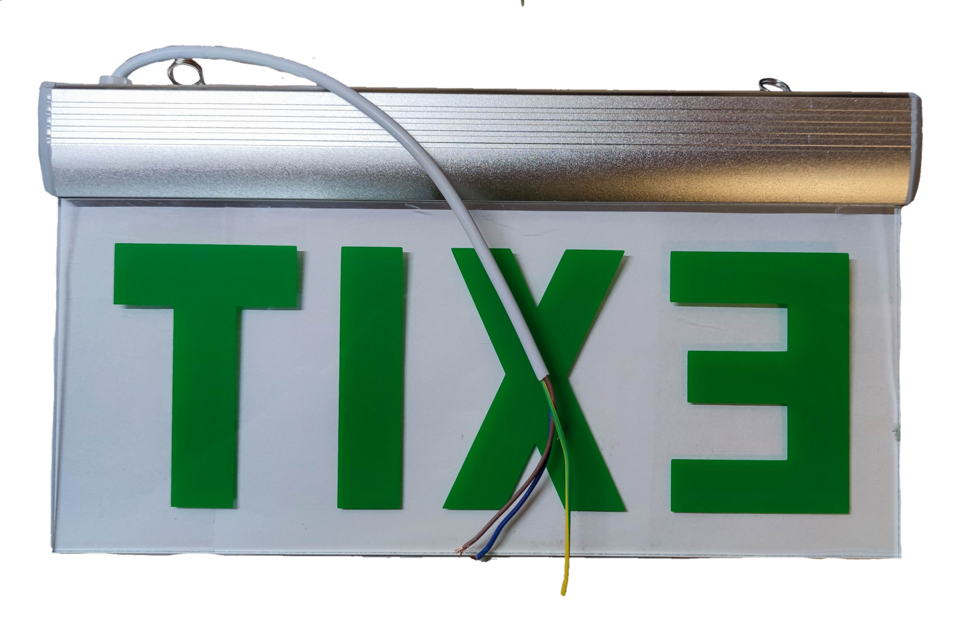 Denko EXIT Sign Acrylic Green 220V illuminated emergency wall mount sign with exposed wiring