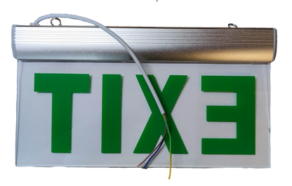 Denko EXIT Sign Acrylic Green 220V illuminated emergency wall mount sign with exposed wiring