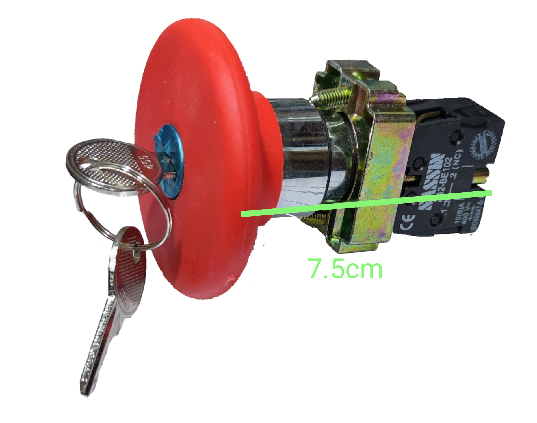 Sassin emergency push button key to unlock switch with 7.5cm length and attached keys