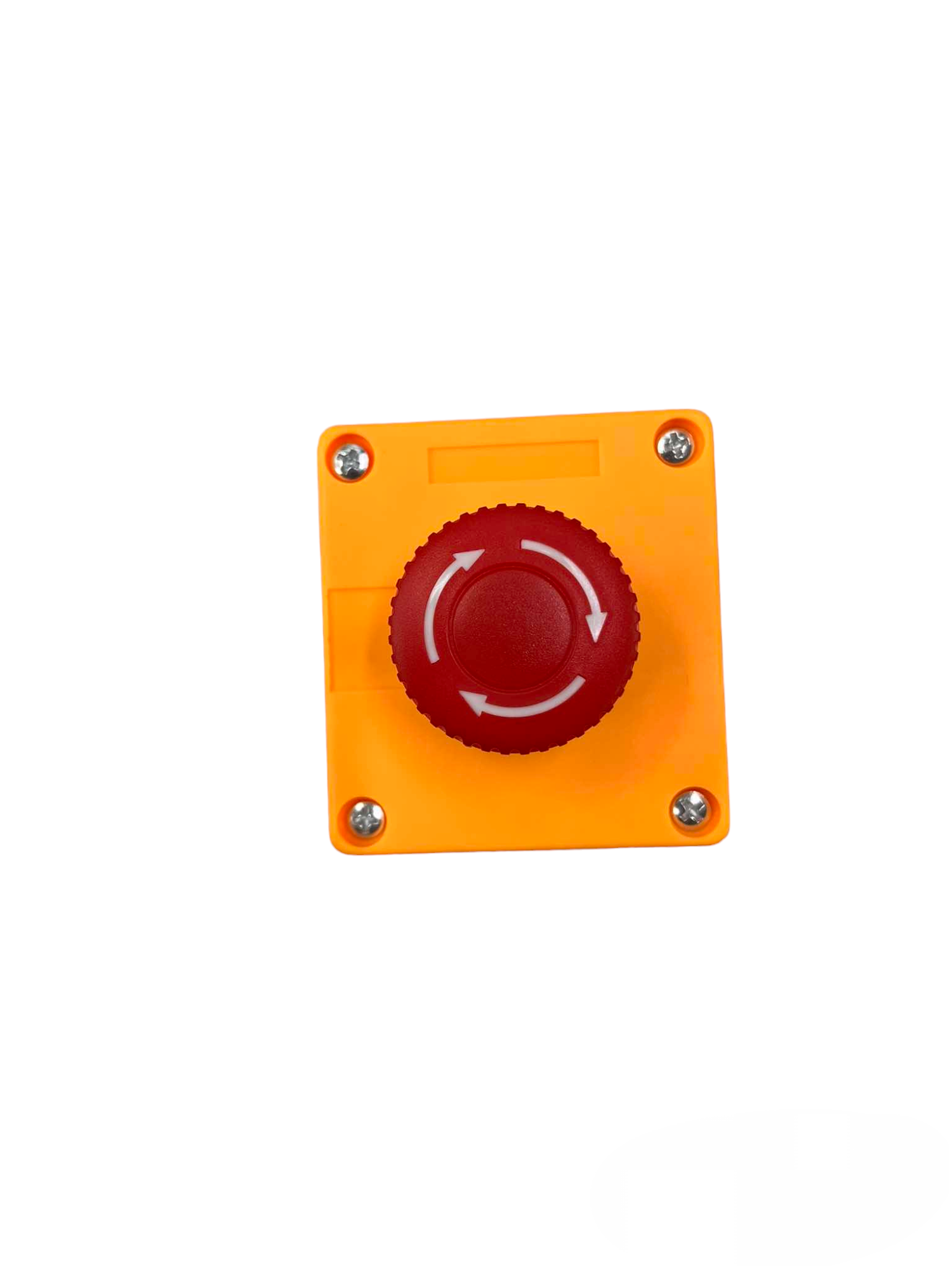 Auspicious emergency stop push button 25mm with red knob and yellow square base