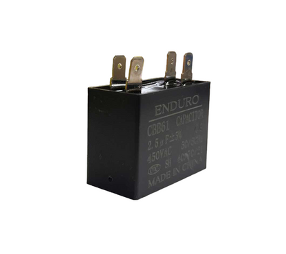 Black electrical fan capacitor 2.5uF 450V with four metal terminals from China