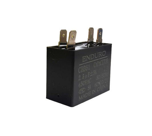 Black electrical fan capacitor 2.5uF 450V with four metal terminals from China