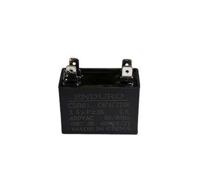 Fan capacitor 2.5uF 450V black rectangular electrical component with metal terminals made in China