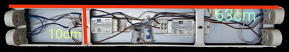 Eurolux 2x20W Fluorescent Fixture Box type lighting installation with wiring and end caps