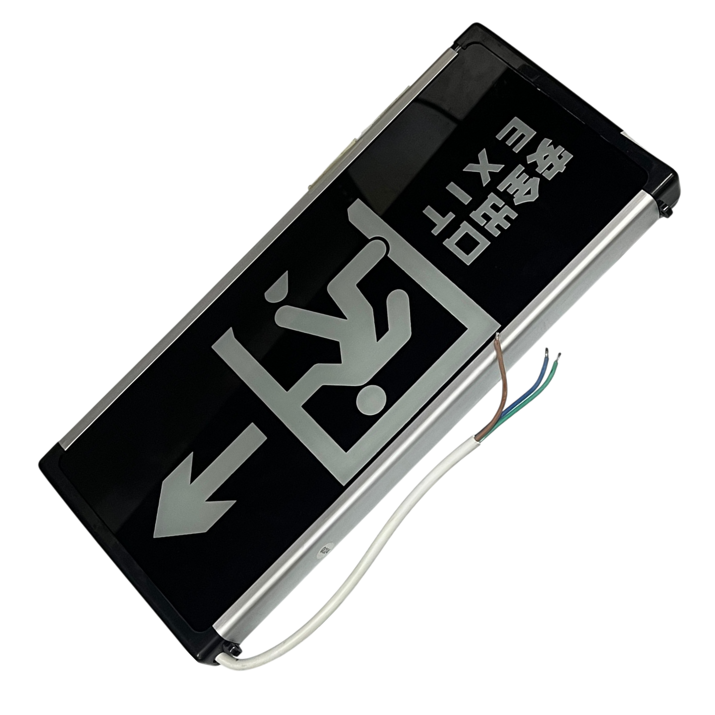 Exit Sign Double Face Running Man emergency safety light with arrow and wiring for wall mounting