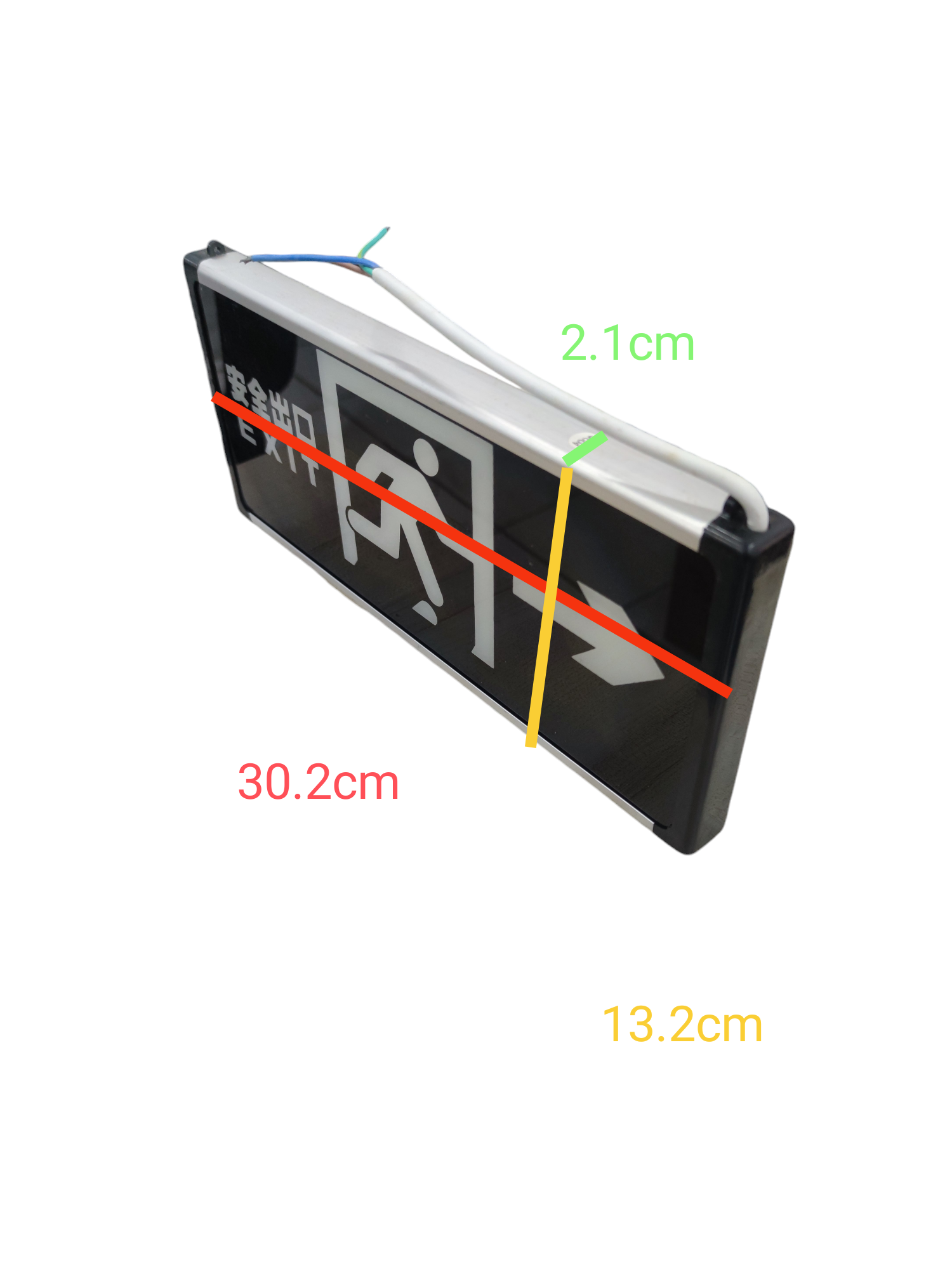 China made Exit Sign Double Face Running Man with measurements for work and safety lighting