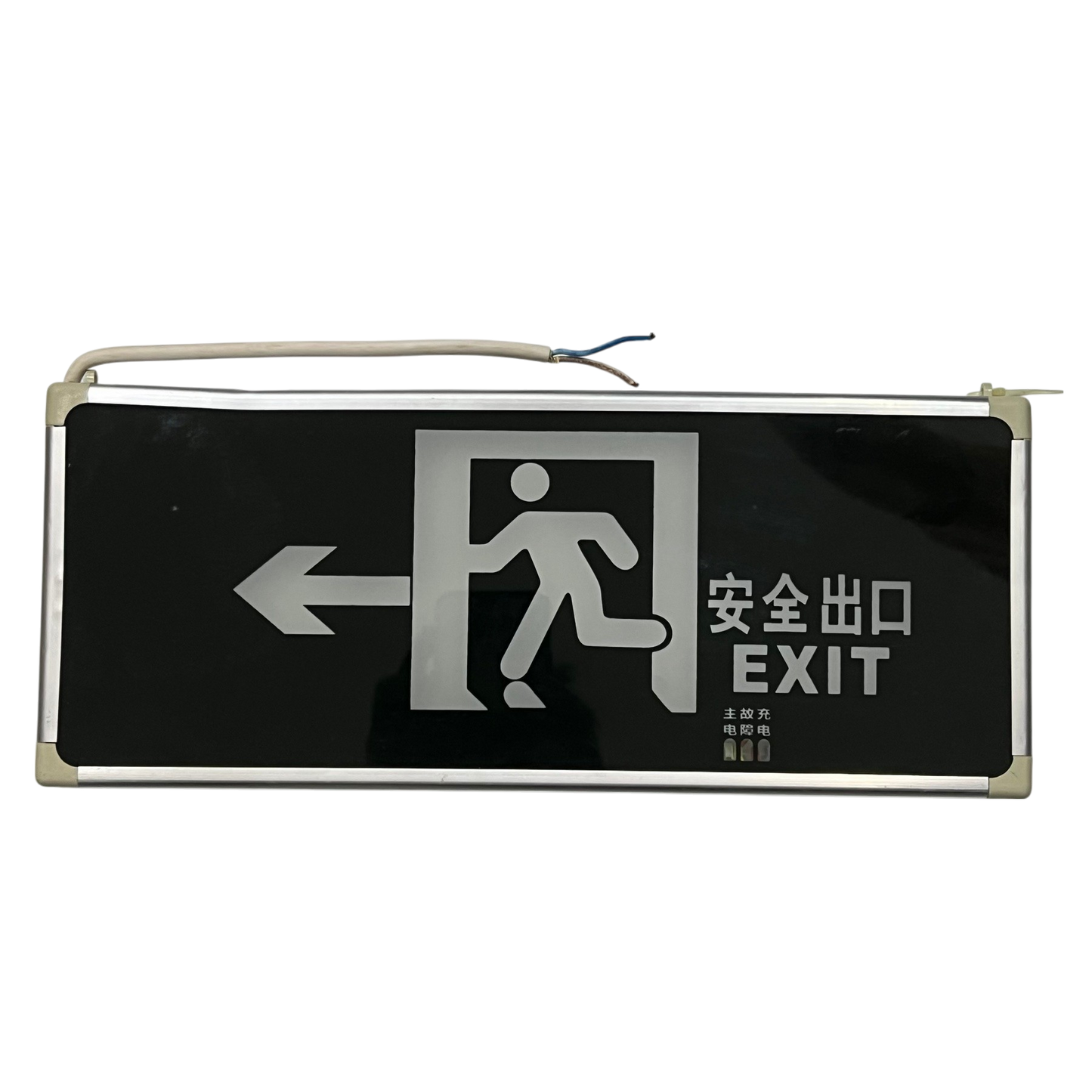 Exit Sign LED 3W 220V Green with left arrow and running man symbol black background