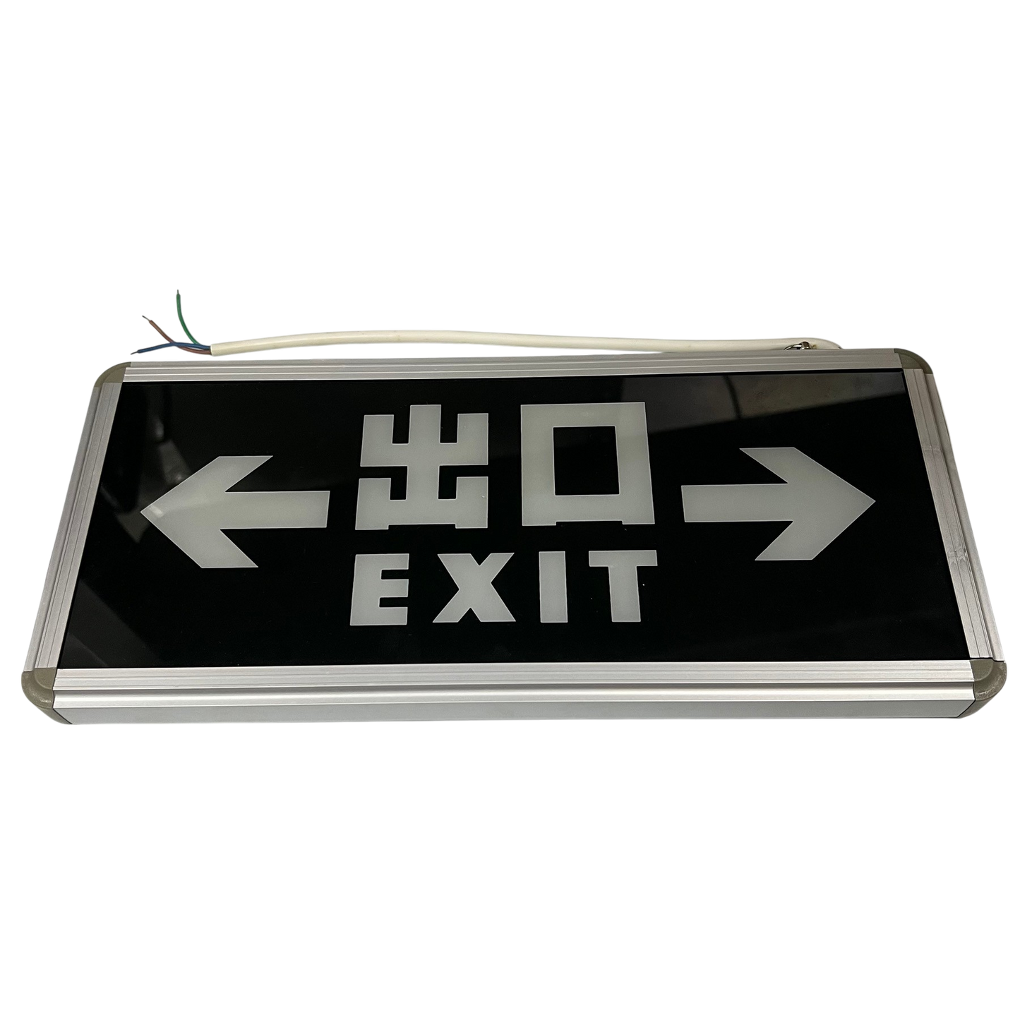 Exit Sign With Arrow Left and Right Green work and safety light with metal frame and wiring
