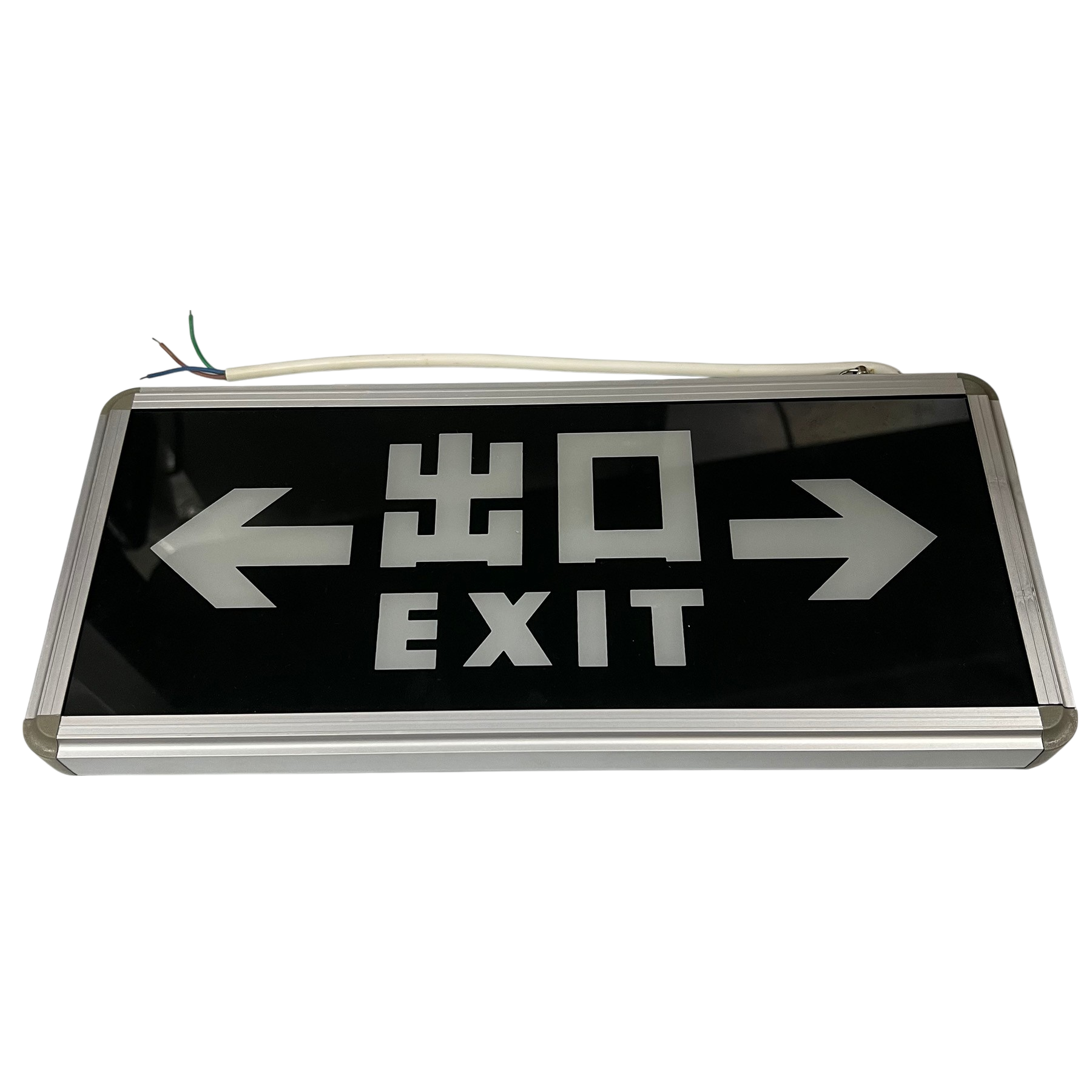 Exit Sign With Arrow Left and Right Green work and safety light with metal frame and wiring