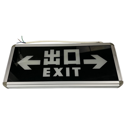 Exit Sign With Arrow Left and Right Green work and safety light with metal frame and wiring
