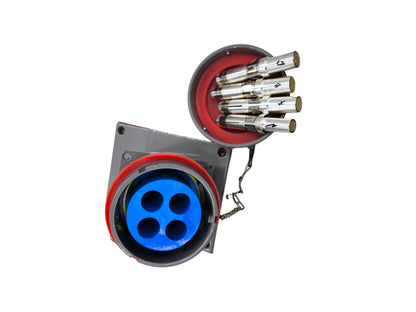 Grippes explosion proof industrial outlet with blue socket and multiple connection points for safe usage