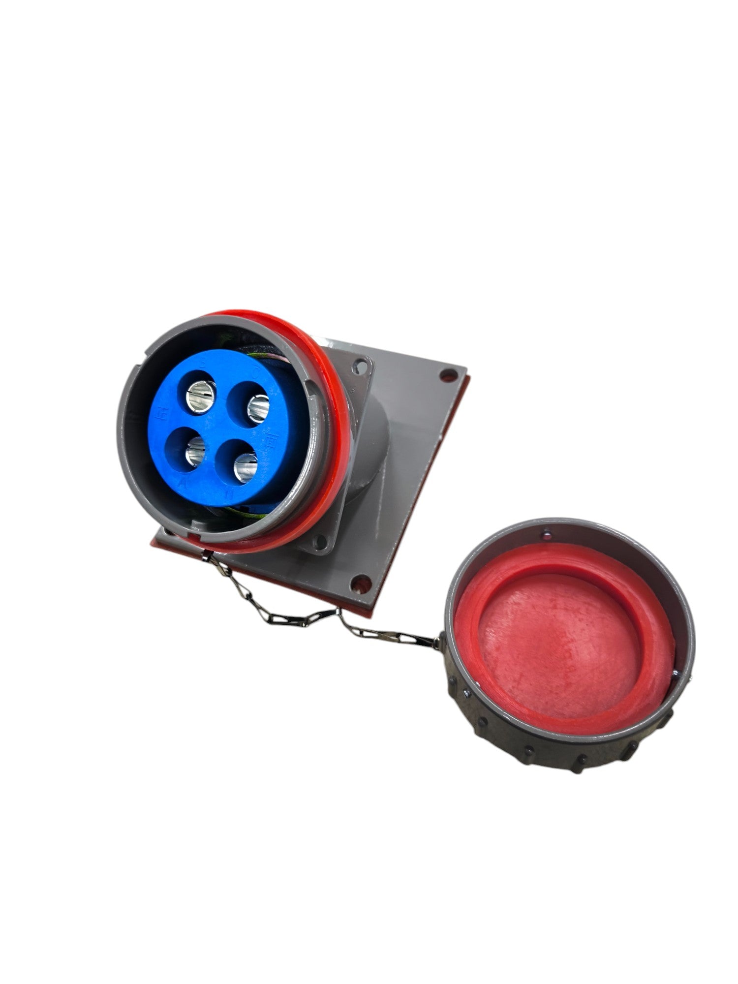 Grippes explosion proof industrial outlet with four blue sockets for high-demand electrical applications