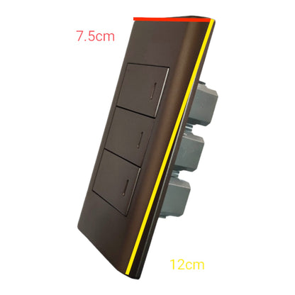 Royu 3 Gang 3 Way Switch 15A 220V with Plate Cover Dark Wood PLANO Series MD506/DW