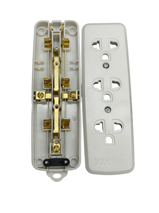 Royu 3 Gang Universal Outlet with 1 Gang Flat Pin Outlet 250V 10A REDOU503