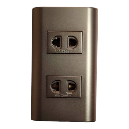 Royu 2 Gang Universal Outlet 15A 220V With Plate Cover Dark Wood Plano Series MDS113/DW