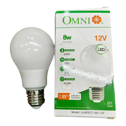 Omni 8W LED Bulb E27 12V DC ( Need Battery to Operate) LLA60E27-8W-12V