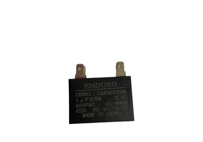 Fan capacitor 450V Square Type for electrical applications with a 1uF rating and CE certification
