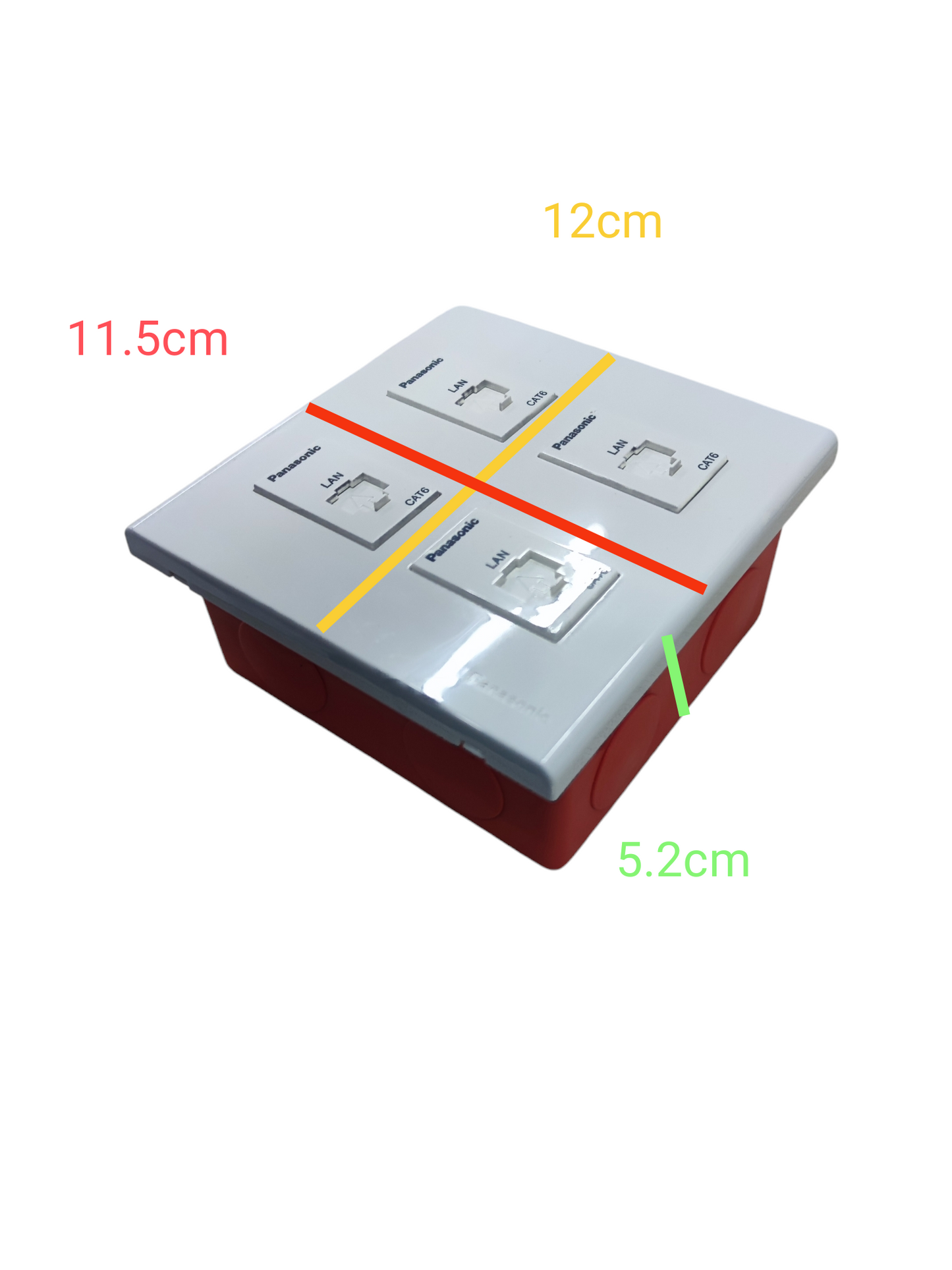 Panasonic 4 Gang CAT6 Data Outlet Wide Series WEG6804+(4XWEG24886)+Utility Box