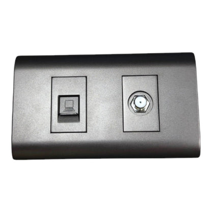 Royu Telephone Voice Jack RJ11 and Cable TV F Type Thread Socket with Plate Cover Dark Gray PLANO Series (RWP2/DG)/(RMX2/DG)/(RMX1/DG)