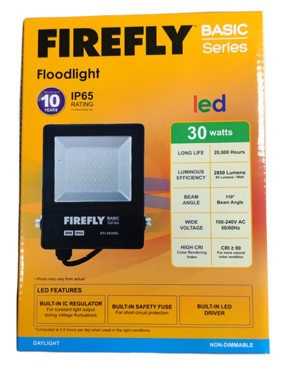 Firefly 30W LED Floodlight 220V Daylight with long life and high luminous efficiency for outdoor use