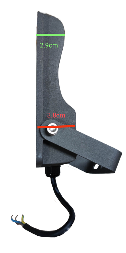 Firefly 30W LED Floodlight 220V Daylight with a side view showcasing its sleek design and mounting bracket