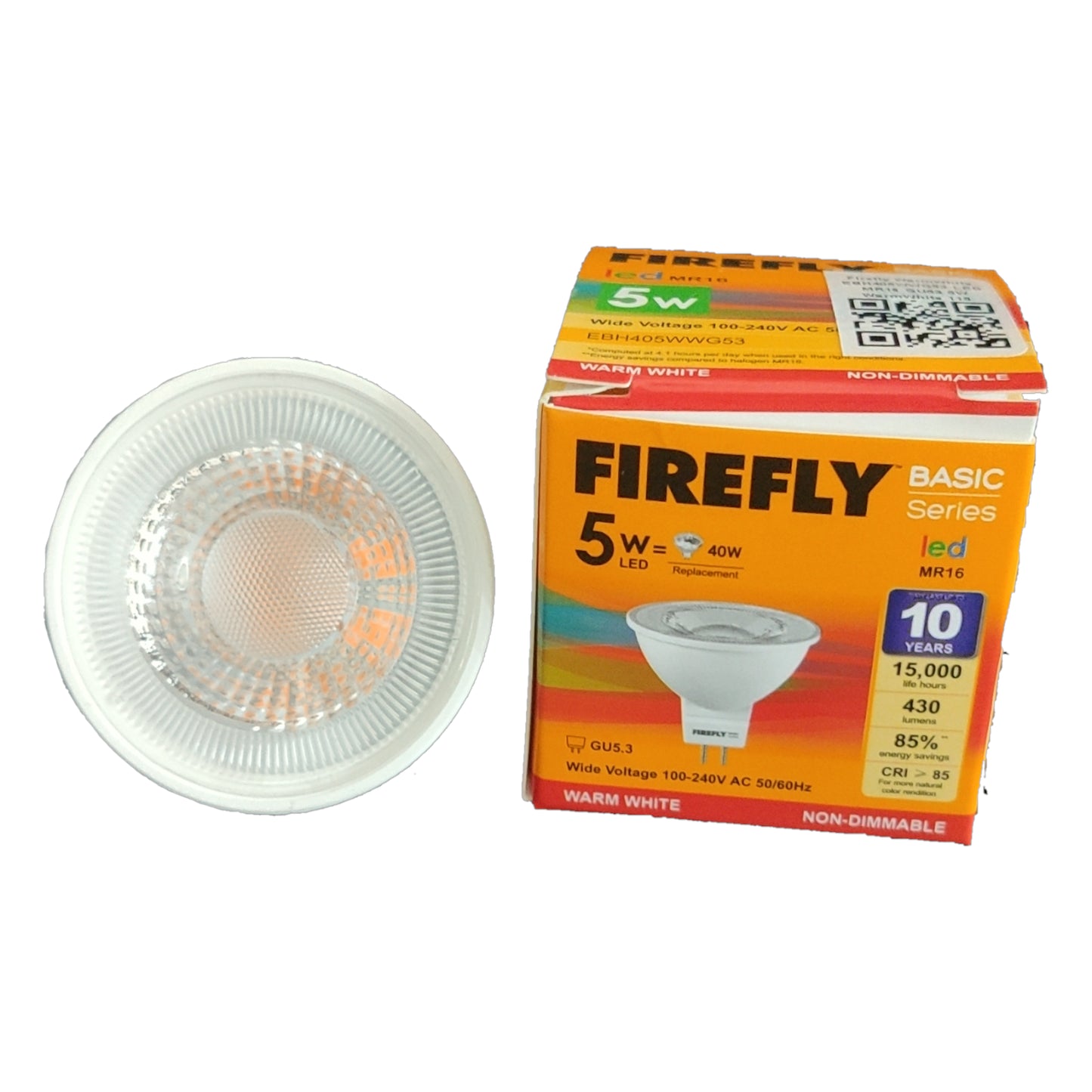 Firefly 5W MR-16 LED Warm White 3000K Bulb with Long Lifespan and Energy Efficiency