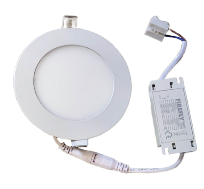 Firefly 6W LED Round Recessed Slim Downlight with a sleek white finish and included driver