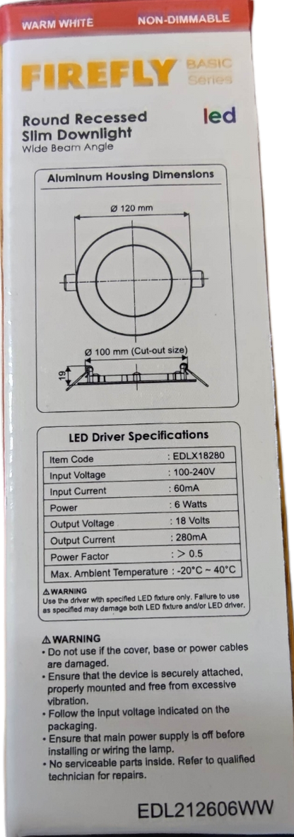 Firefly 6W LED Round Recessed Slim Downlight with aluminum housing for modern lighting solutions
