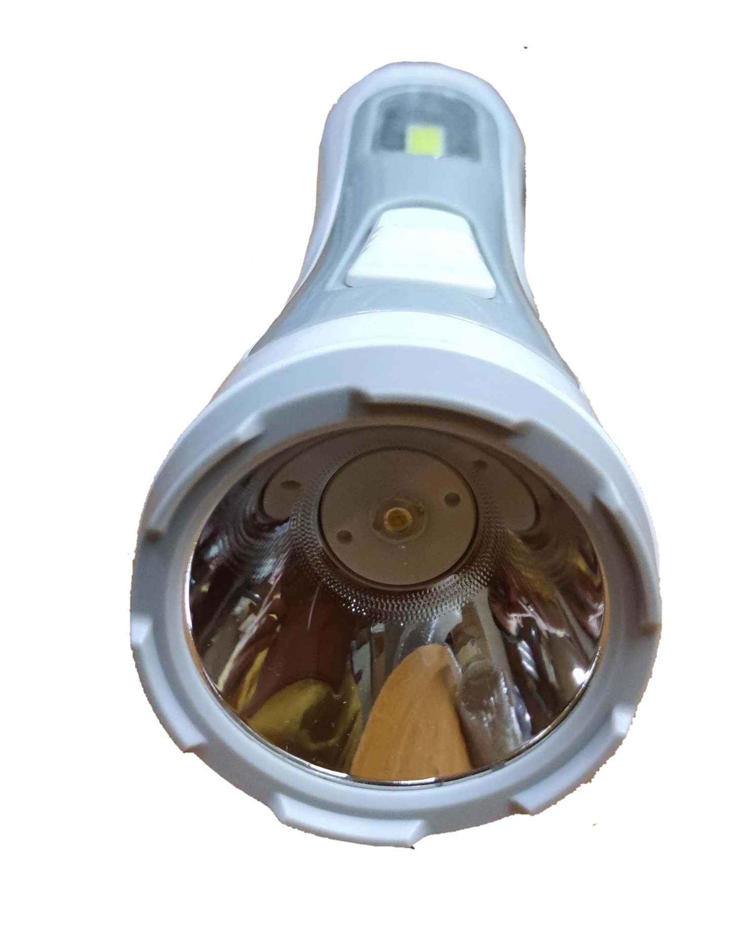 Close-up of Firefly rechargeable flashlight 3W showcasing its bright LED bulb and sleek design