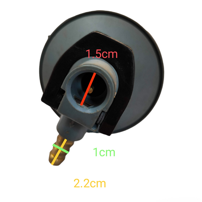 Fuji gas regulator for Gasul showing dimensions 1.5cm, 1cm, and 2.2cm for precise fitting