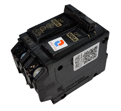 GE 100A circuit breaker TQL 10KAIC with dual switches and compact design for electrical safety