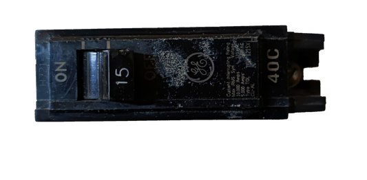 15 amp 220V circuit breaker GE black switch with Electx Electrical Supply branding
