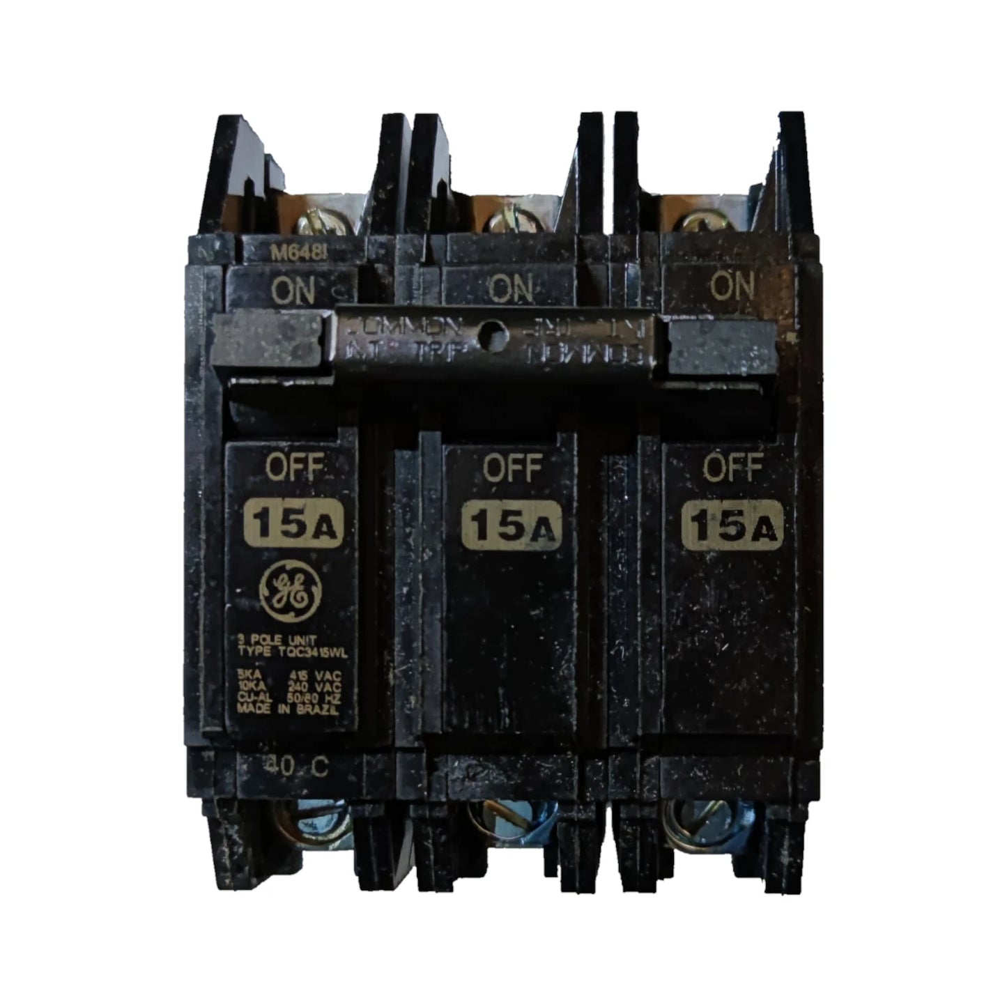 GE 15A Circuit Breaker 3 Pole with three switches for reliable electrical protection