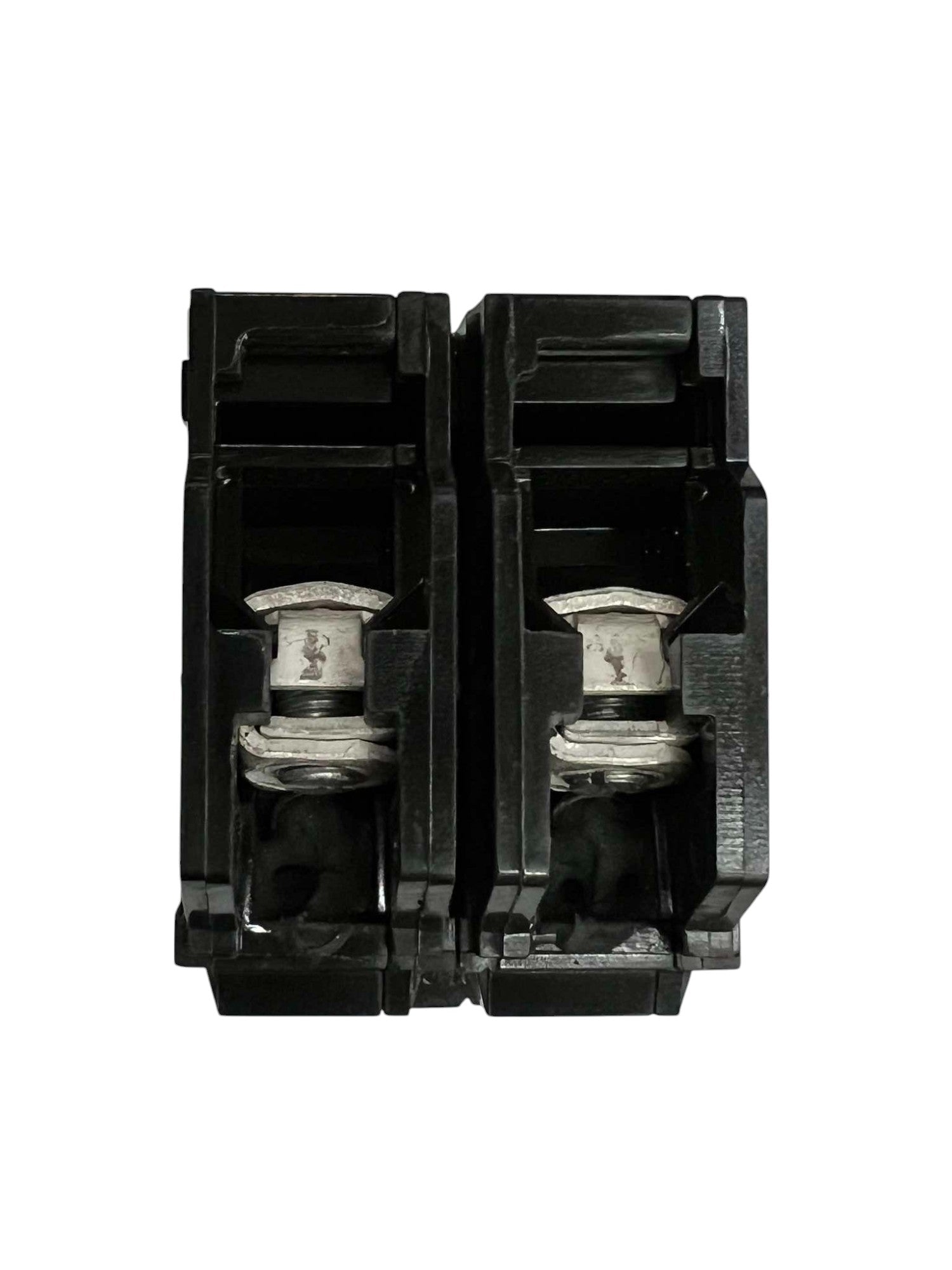 GE 60A Circuit Breaker 2 Pole in black with silver metal connectors for electrical safety