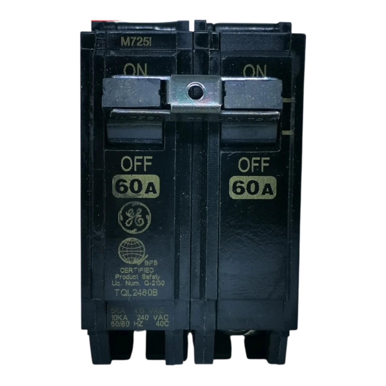 GE 60A Circuit Breaker 2 Pole Single Phase with clear on-off indicators and durable construction