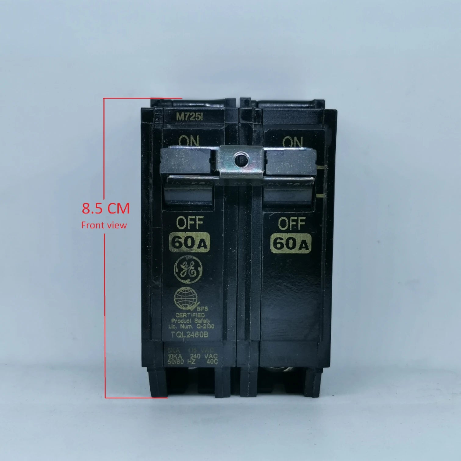 GE 60A Circuit Breaker 2 Pole Single Phase with clear on and off indicators