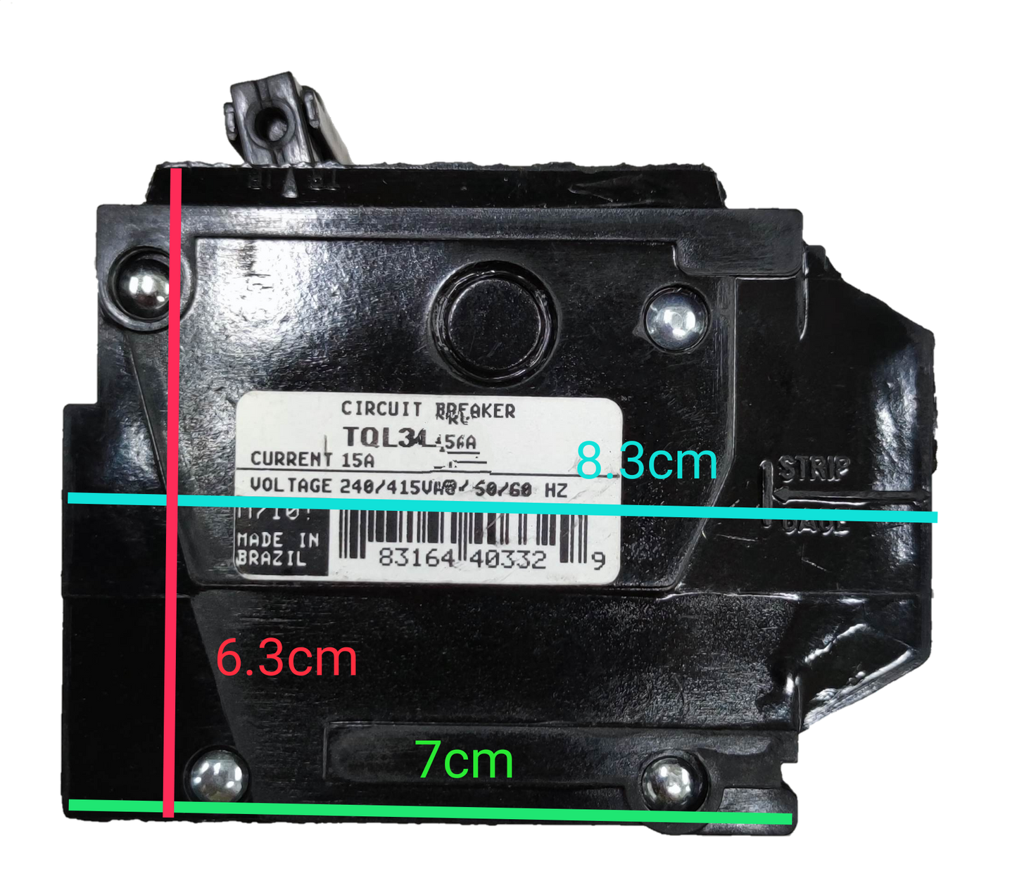 GE circuit breaker 15 amp 3 pole with specifications visible, ideal for electrical systems.
