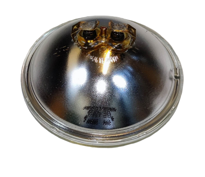 GE sealed beam spotlight 28V 250W with a reflective silver dome for bright lighting