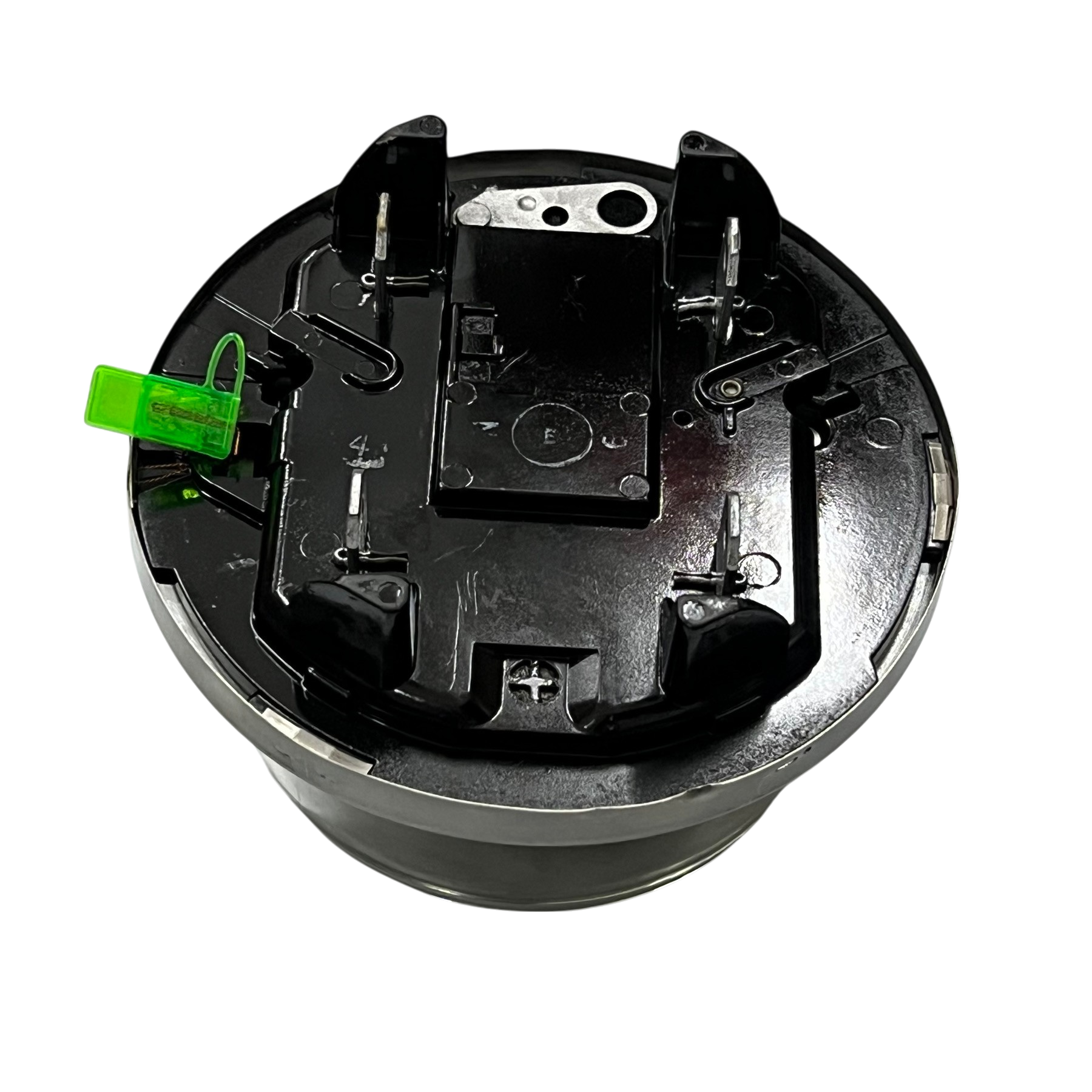 GE 2 Wire CL100 I70-S 4 Jaws Analog Meter rear view showing terminal posts mounting bracket and green tag