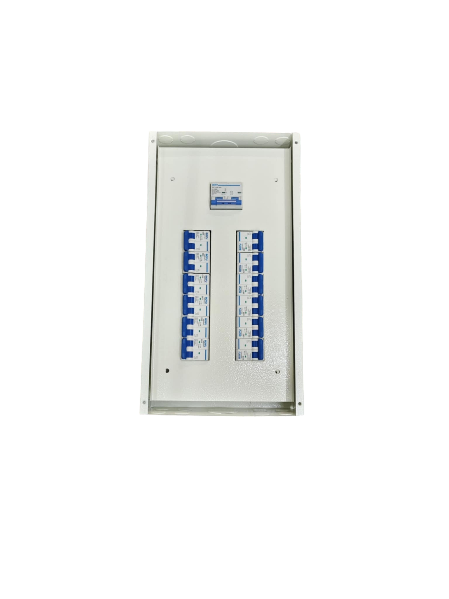 125A 2 pole panel board electrical circuitry part with multiple switches and white metal casing