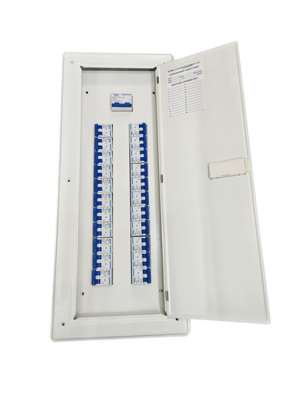 Royu 125A panel board 2 pole electrical distribution board with white metal casing and multiple circuit breakers