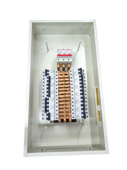 14 branch electrical panel with circuit breakers and copper bus bars by Himel Schneider Koten