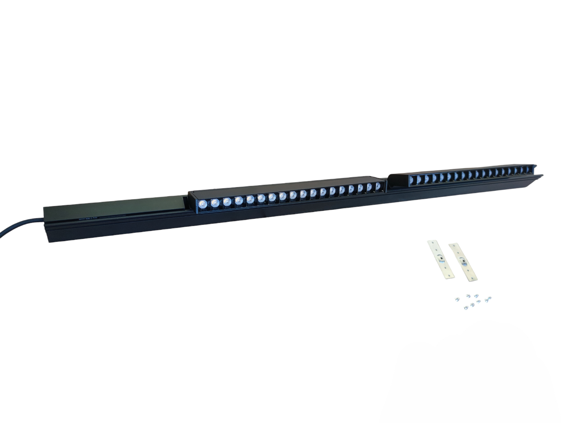 ILLUMIQ TERRA 18W LED foldable grille track light in black with installation brackets and screws