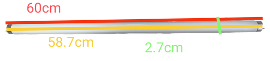 18W T8 UV fluorescent tube 220V measuring 60cm length with white and orange ends