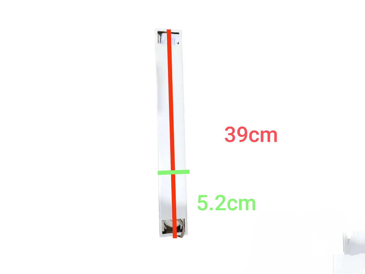 Focus 1x10W Fluorescent Box Type Fixture with slim rectangular design measuring 39 cm by 5.2 cm